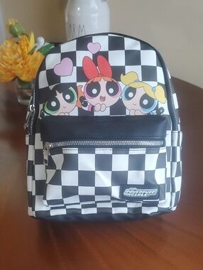 Powerpuff Girls Checkerboard Mini Backpack - Black & White with Pink Accents